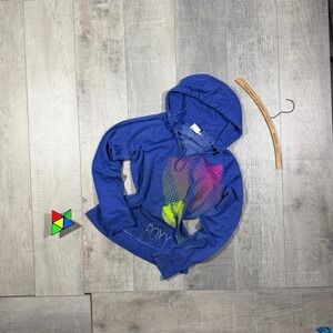vintage Y2K roxy blue and mulitocolor v neck pullover mall core surf hoodie